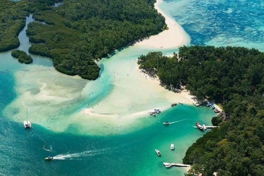 Beach and lagoon at Ile aux Cerfs, Mauritius