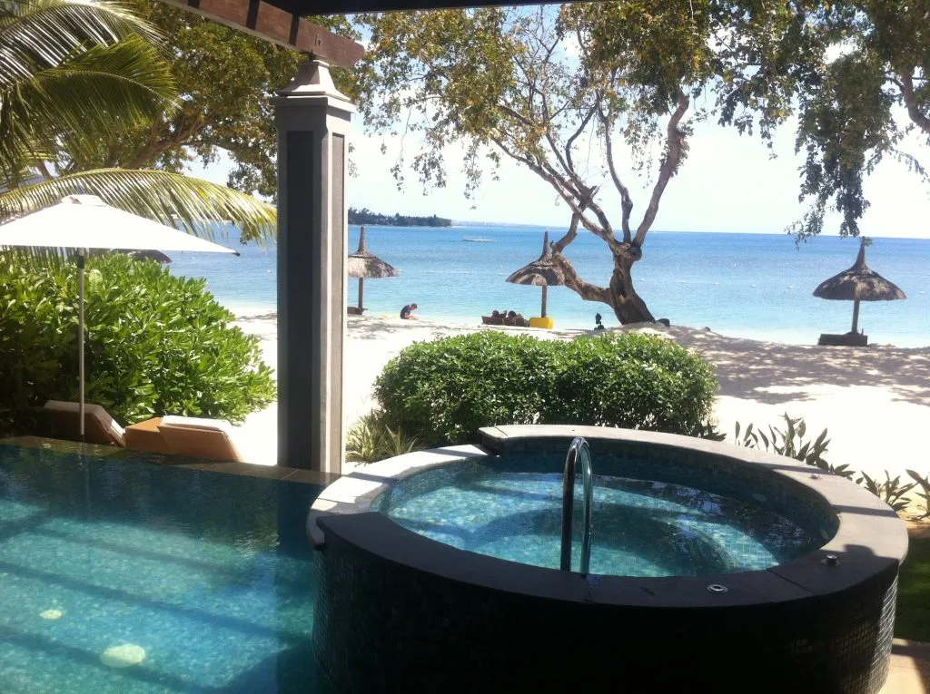Plunge pool facing the beach at Le Jadis Beach Resort, Mauritius